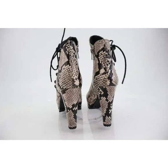 AllSaints Micaela Snake Print Leather Peep Toe Boots Size EU 40 US 9.5/10 Grey - Picture 5 of 14